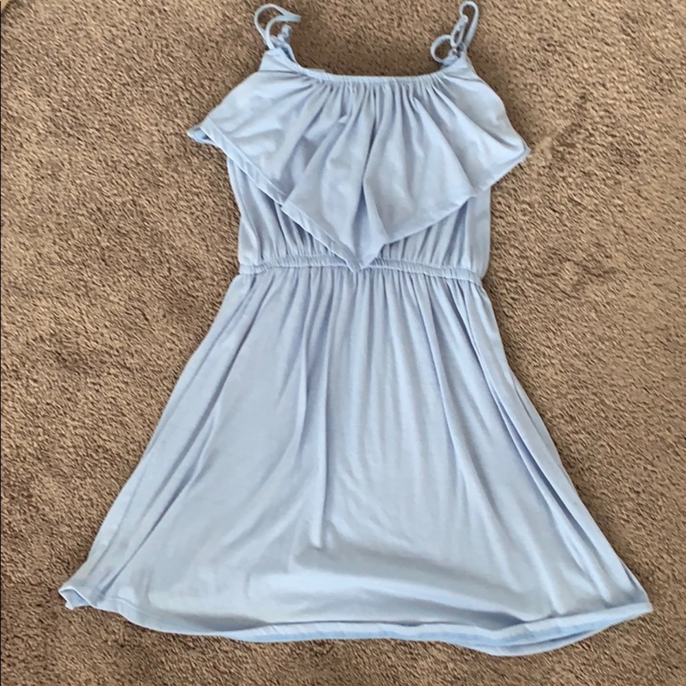a light blue dress